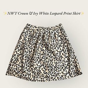 ✨NWT Crown & Ivy White Leopard‎ Print Skirt. Size 18W✨